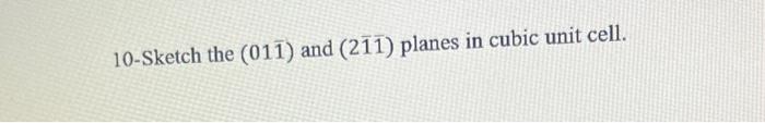 Solved sketch the (011 ̅) and (21 ̅1 ̅) planes in cubic unit | Chegg.com