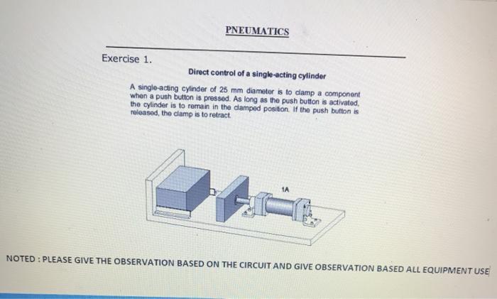 Solved PNEUMATICS Exercise 1. Direct control of a | Chegg.com