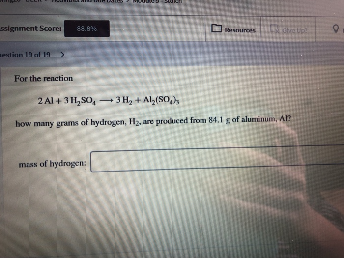 For The Reaction 2al 3h2so4 3h2 Al2 So4 3 How Many Chegg 