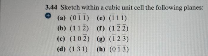 Solved 3.44 Sketch within a cubic unit cell the following | Chegg.com
