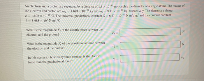 Solved An Electron And A Proton Are Separated By A Distan Chegg Com