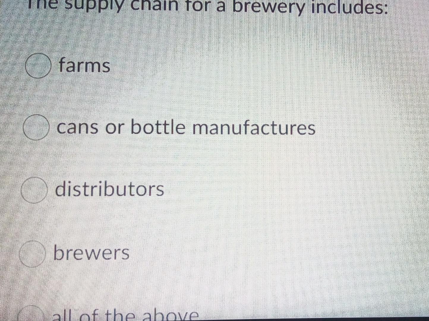 Solved upply chain for a brewery includes farms cans or