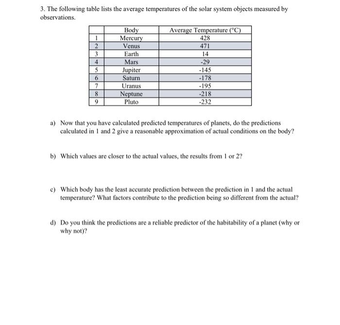 3. use the table to complete A-D use table to answer | Chegg.com