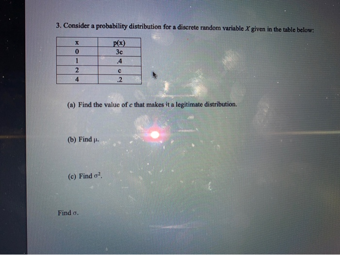 Solved 3. Consider a probability distribution for a discrete | Chegg.com