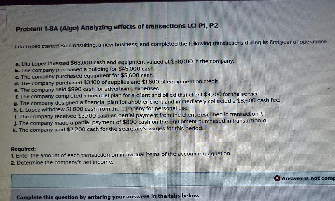 Solved Problem 18A (Algo) Analyzing effects of transactions
