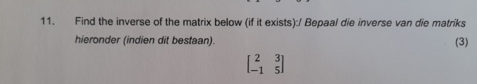 Solved Find the inverse of the matrix below (if it exists)😕 | Chegg.com