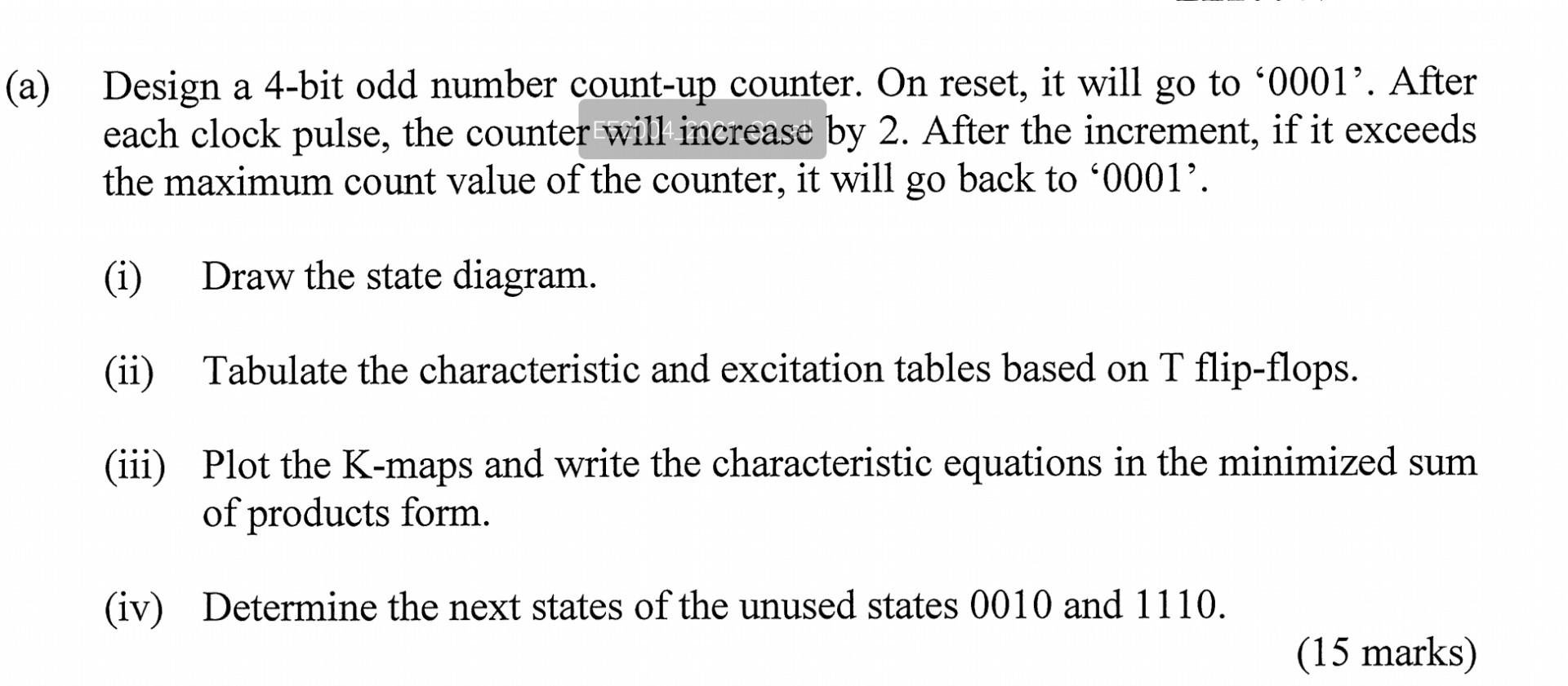 Design a 4-bit odd number count-up counter. On reset, | Chegg.com