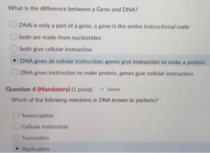 Solved What is the difference between a Gene and DNA? DNA is | Chegg.com