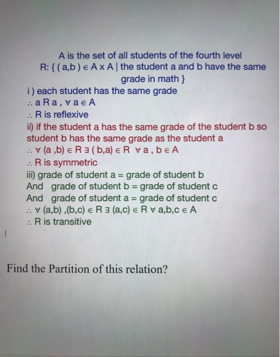 Solved A is the set of all students of the fourth level R: | Chegg.com
