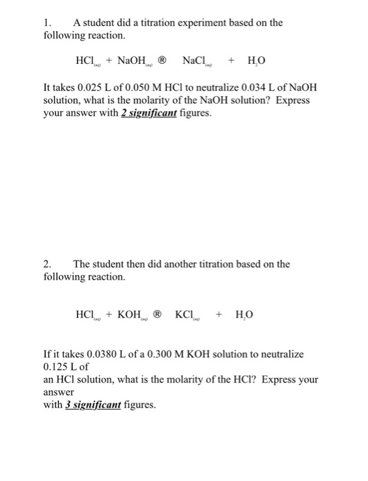 titration experiment of hcl and naoh