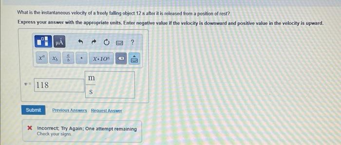 Solved what is the instantaneous velocity of a freely | Chegg.com