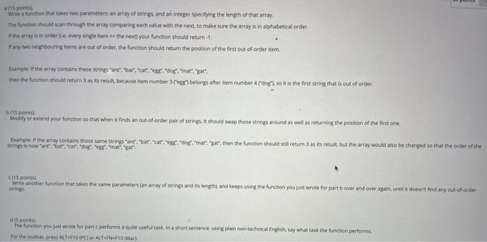 Solved 15 point Write a function that takes two parameters | Chegg.com