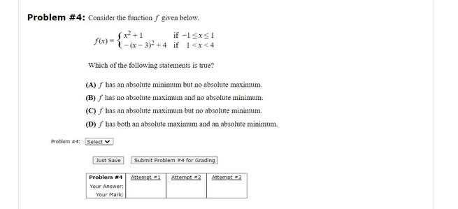 Solved Problem #4: Consider the function f ﻿given | Chegg.com