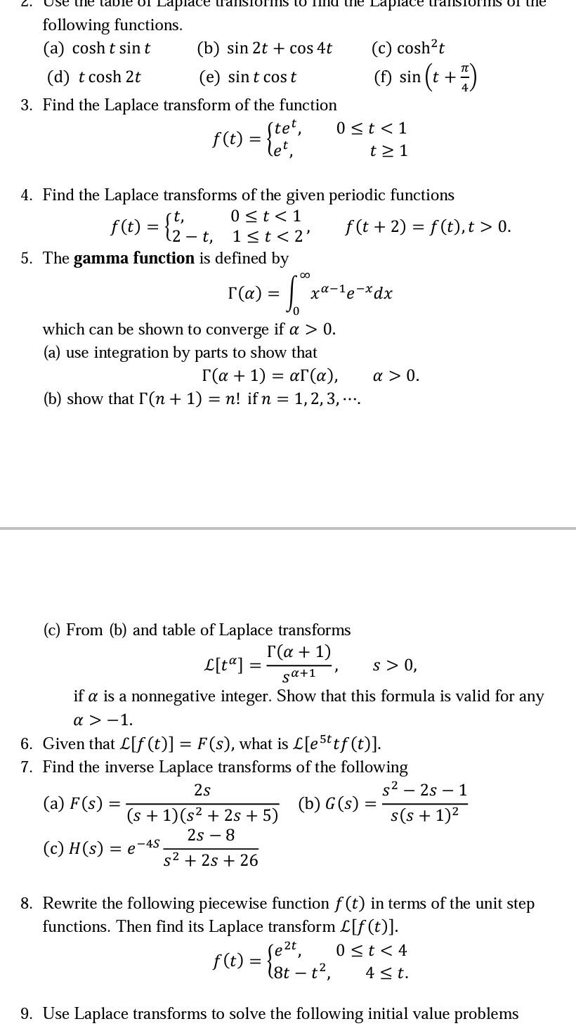 Solved Use The Table 01 L 3 R A This To A Tre Laplace Chegg Com