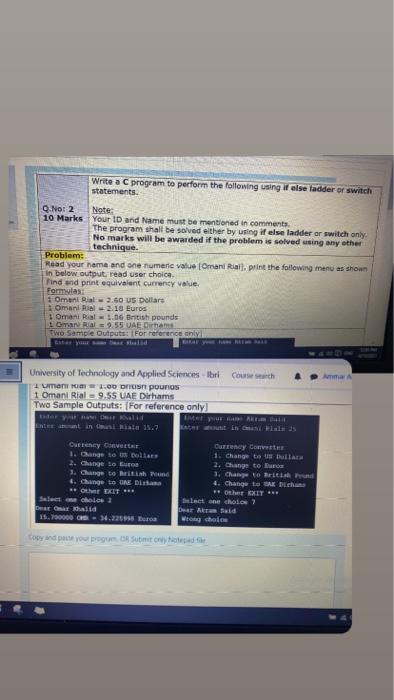 Solved Write a C program to perform the following using else | Chegg.com