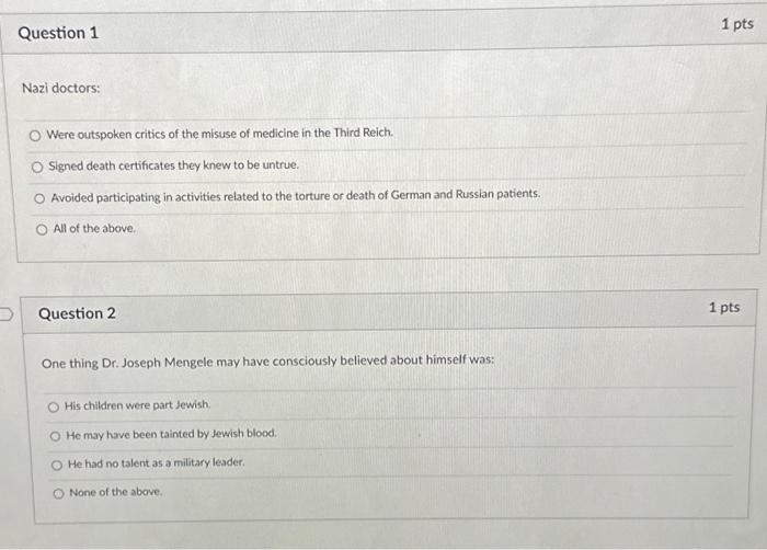 Solved Nazi doctors: Were outspoken critics of the misuse of | Chegg.com