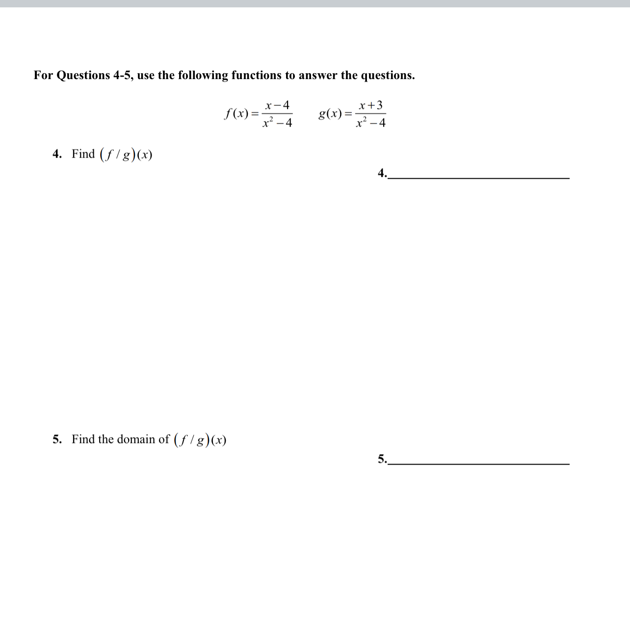 Solved For Questions 4-5, ﻿use the following functions to | Chegg.com