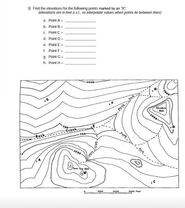 3 Find The Elevations For The Following Points Chegg
