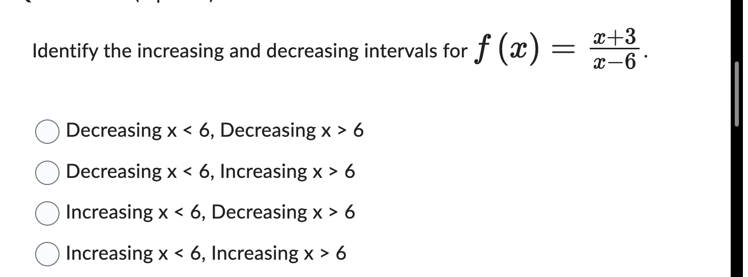 Solved Identify the increasing and decreasing intervals for | Chegg.com