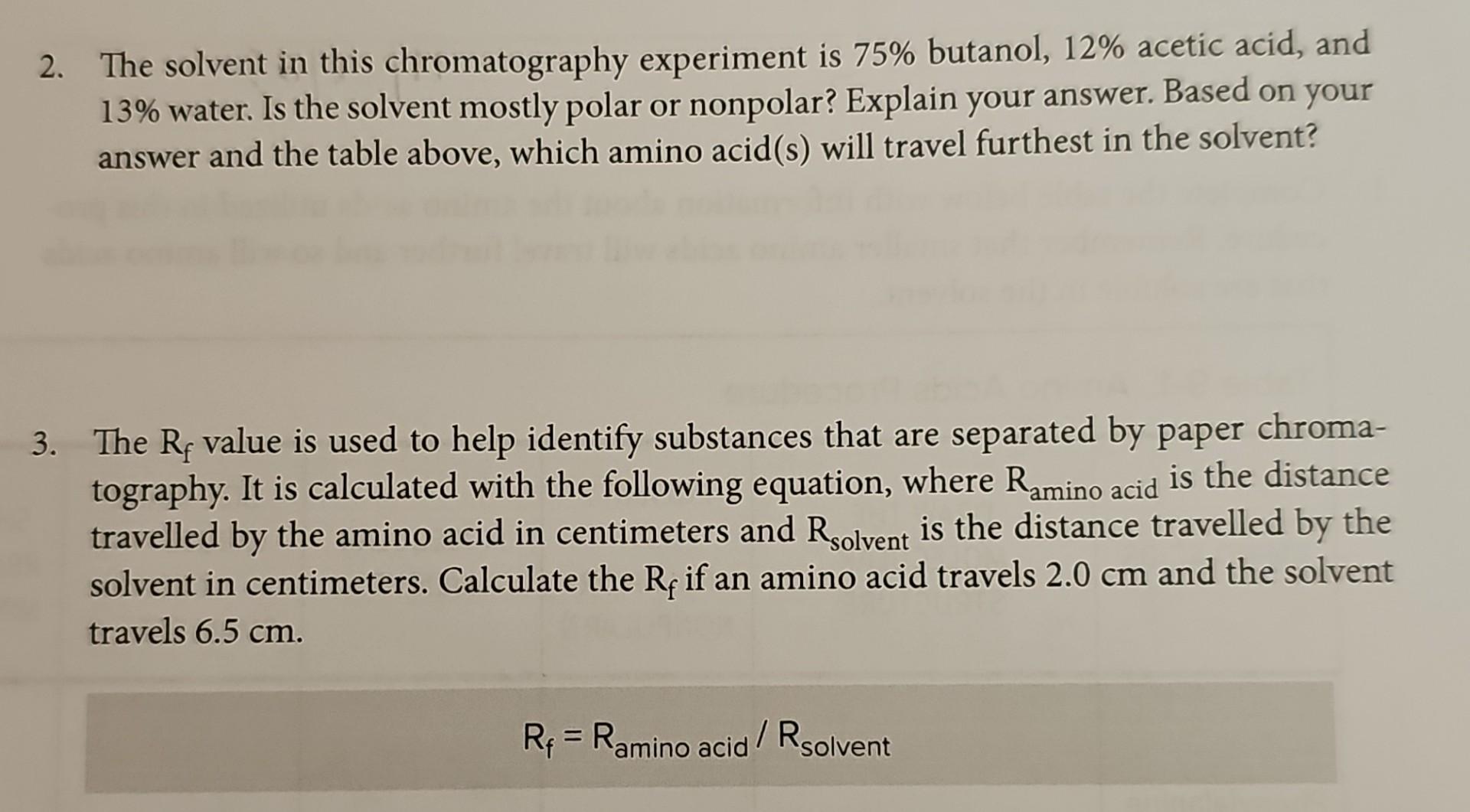 Solved 2. The Solvent In This Chromatography Experiment Is | Chegg.com