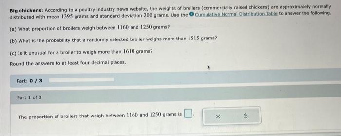 Solved Big Chickens: According To A Poultry Industry News | Chegg.com