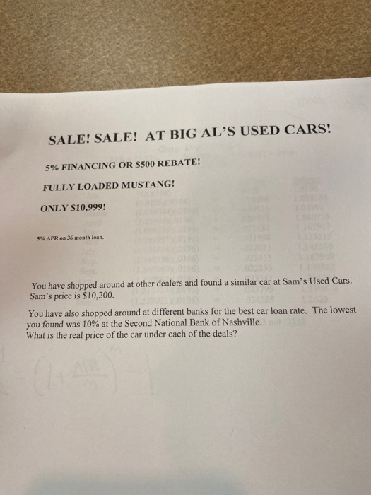 Solved SALE!SALE! AT BIG AL'S USED CARS! 5 FINANCING OR