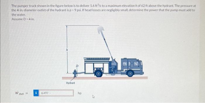 Solved The pumper truck shown in the figure below is to | Chegg.com