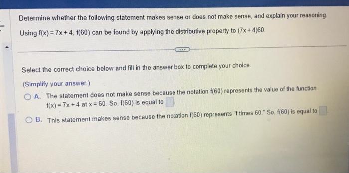 Solved Determine whether the following statement makes sense | Chegg.com