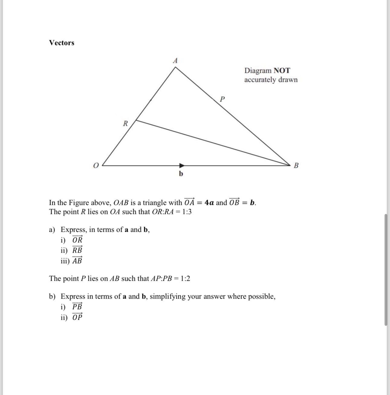 Solved VectorsIn the Figure above, OAB is a triangle with | Chegg.com