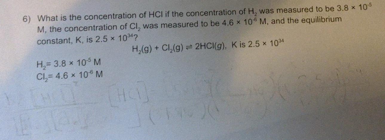 Solved 6) What is the concentration of HCl if the | Chegg.com