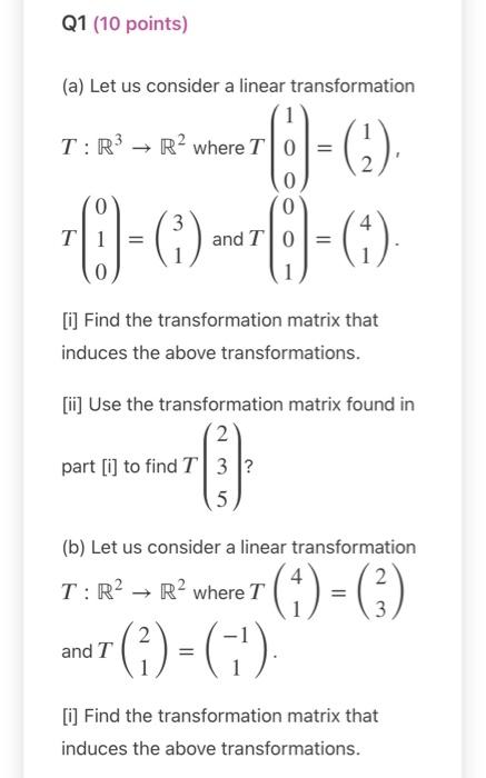 Solved Q1 10 Points A Let Us Consider A Linear