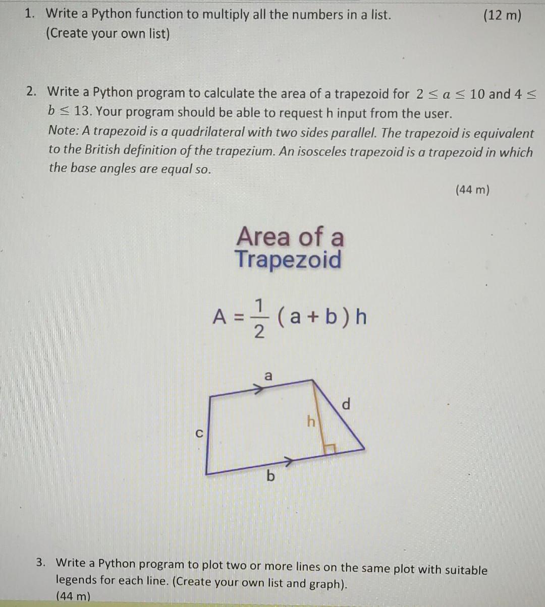 Solved 1. Write a Python function to multiply all the | Chegg.com