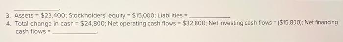 Solved 3. Assets =$23,400; Stockholders equity S $15,000; | Chegg.com