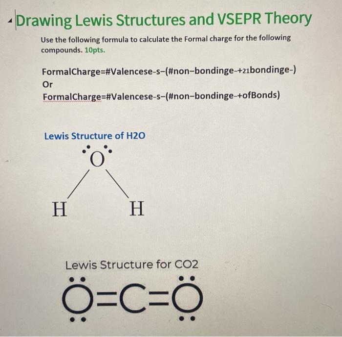 Drawing Lewis Structures And Vsepr Theory Use The Chegg Com