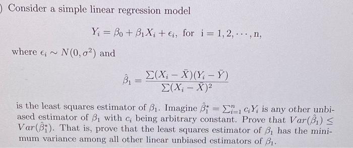 Solved Consider a simple linear regression model | Chegg.com