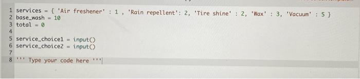Solved Write a program to calculate the total price for car | Chegg.com