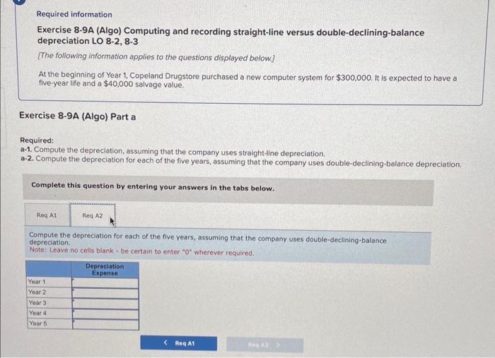 Solved Required Information Exercise 8-9A (Algo) Computing | Chegg.com