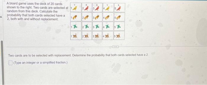 Solved A board game uses the deck of 20 cards shown to the | Chegg.com