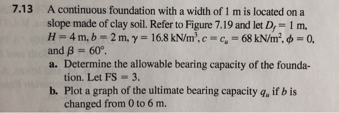 Solved 7.13 A continuous foundation with a width of 1 m is | Chegg.com