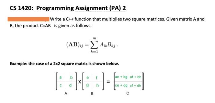 Solved CS 1420: Programming Assignment (PA) 2 Write a C++ | Chegg.com