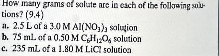 Solved How many grams of solute are in each of the following | Chegg.com