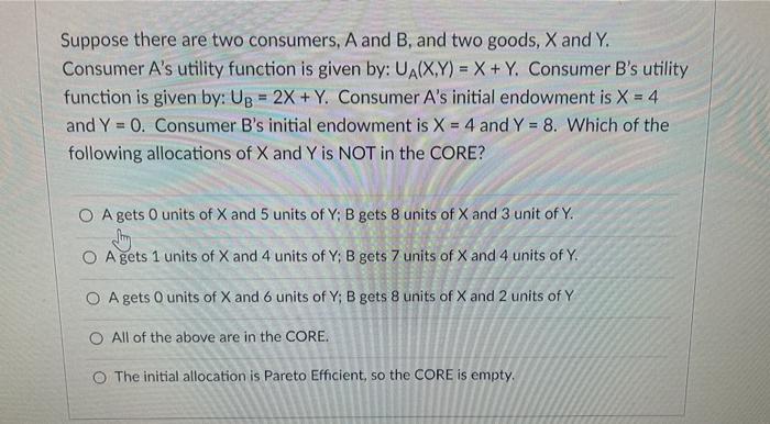 Solved Suppose There Are Two Consumers, A And B, And Two | Chegg.com