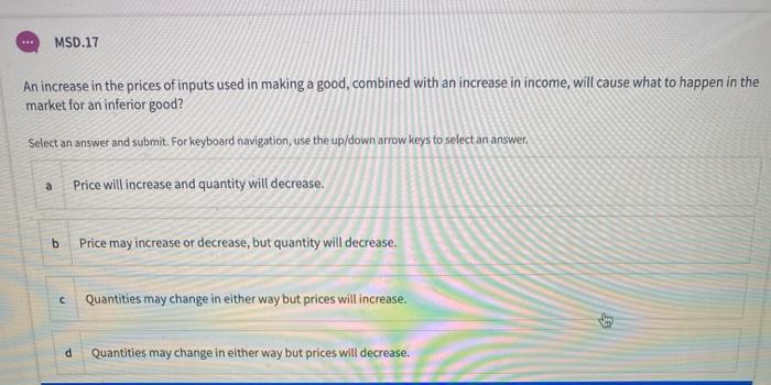 Solved An increase in the prices of inputs used in making a | Chegg.com