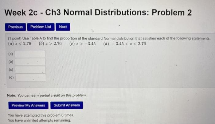 Solved Week 2c - Ch3 Normal Distributions: Problem 2 | Chegg.com