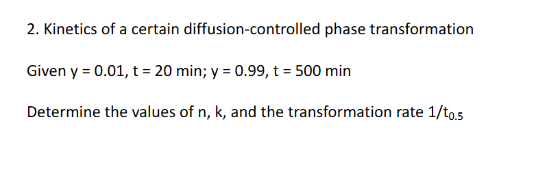 Solved Kinetics of ﻿a certain diffusion-controlled phase | Chegg.com