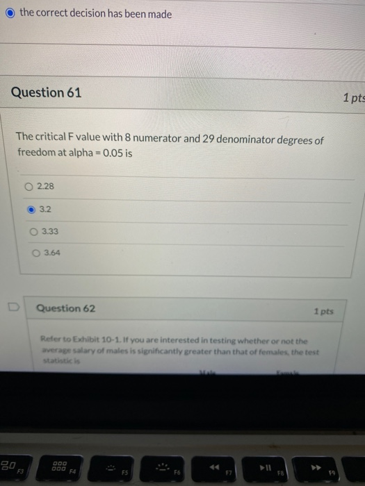 Solved the correct decision has been made Question 61 1 pts | Chegg.com