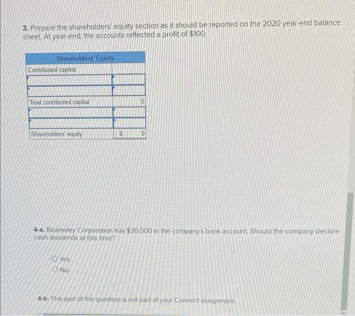 Solved Beamsley Corporation Was Organized In 2020 To Operate | Chegg.com