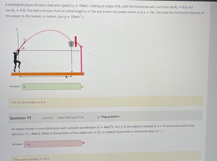Solved A basketball player throws a ball with speed to =