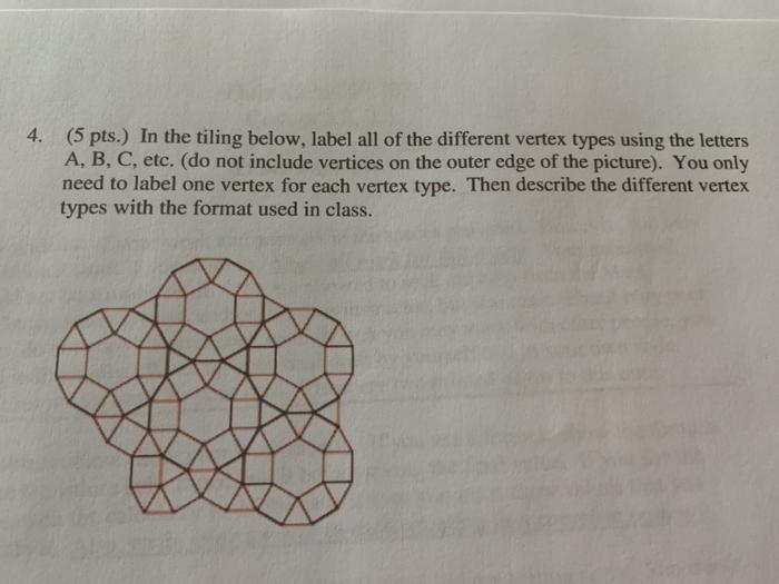 4. (5 pts.) In the tiling below, label all of the | Chegg.com