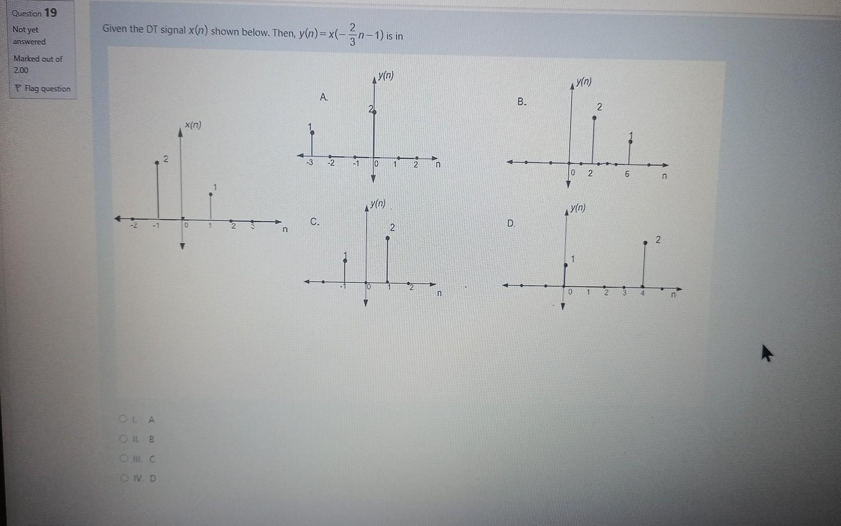 Question 19 Not Yet Given The Dt Signal X N Shown Chegg Com